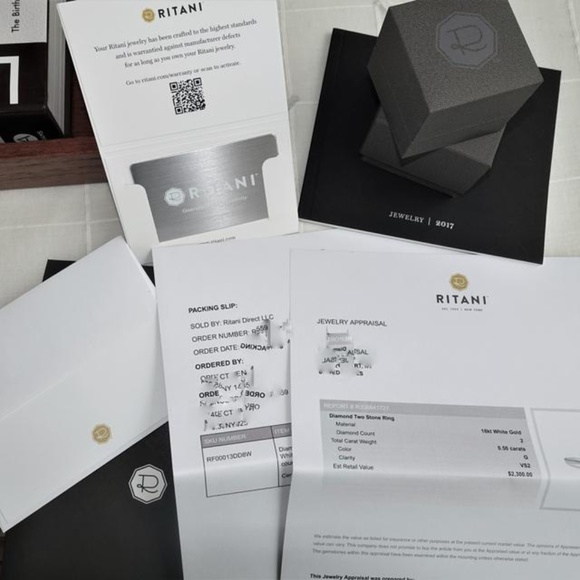 18k Wg Two Stone 1/2 CtDiamond G Color Vs2 Clarity - Picture 2 of 8